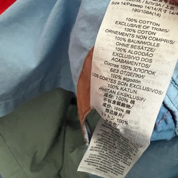 Tory Burch Colorblock Poplin Tunic Top V-Neck 3/4 Sleeve Tie Waist Tasseled - Picture 8 of 11